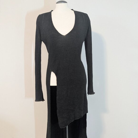 Zara Split Hem Sweater Dress Medium - green black - Picture 1 of 6